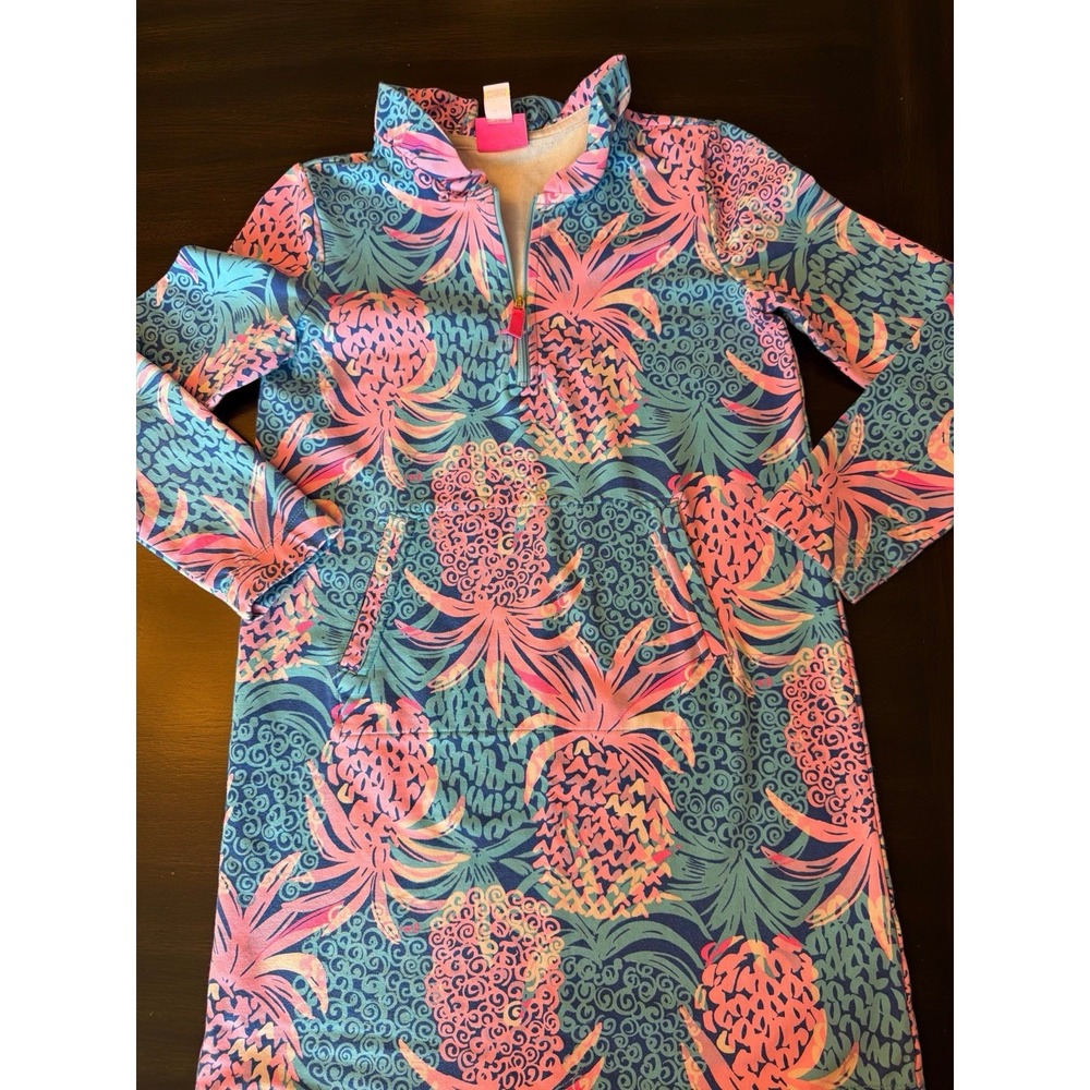 Lilly Pulitzer Girl L 8-10 Little Skipper Ruffle Dress Pineapple Tropic Down Low